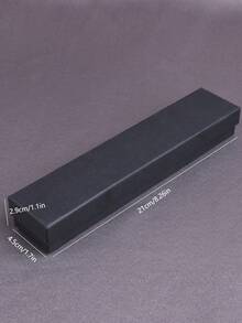 1pc Simple Rectangle Leatherette Jewelry Box For Classic Necklace, Bracelet Gift Packaging - Black - View 8