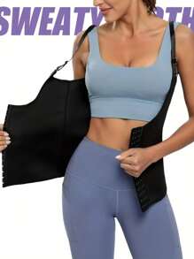 2024最新款女士腰部訓練器、塑形器、腹部脂肪緊身胸罩、運動套裝腹部控制塑形、桑拿裝上衣、日常運動套裝、健身跑步套裝、瑜珈普拉提上衣、塑身腰部訓練帶束腰胸衣 - 黑色 - 查看 3