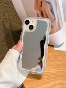 Acrylic Wavy Mirror Phone Case Compatible With IPhone 17 Pro Max/17 Pro/17 Air/17/16 Pro Max/16/16 Pro/16 Plus/15/15 Pro/15 Pro Max/11/12/13/14 Pro Max/XS/XR/11 Pro/11 Pro Max/12 Pro/12 Pro Max/13 Pro/13 Pro Max/7 Plus/14 Pro/14 Pro Max/14 Plus/7 Plus/8 Plus/8/SE2, Thick Shockproof Hard Shell - Clear - View 5