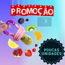Chupeta Alimentadora Para Introdução Alimentar de Frutas Com Tampa Higiênica Prática Com Bico De Mamadeira Macio Para Bebês - Azul - Visão 10