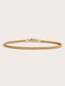 1 件女用金色珍珠扣鬆緊帶,適合洋裝、毛衣裝飾、休閒時尚腰帶,適合日常使用 - 金色 - 查看 2