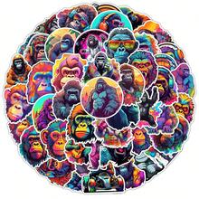 50pcs Colored Graffiti Stickers Featuring Gorillas - Multicolor - View 3