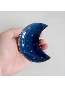 1pc Moon Shape Ceramic Jewelry Tray/ Vanity Tray/ Ring Holder/ Home Decoration/ Kitchen Accessory/ Bathroom Decor/ Bedroom Decor - Multicolor - View 4