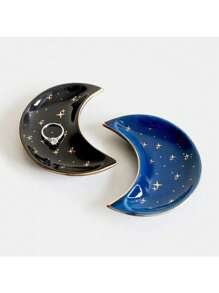 1pc Moon Shape Ceramic Jewelry Tray/ Vanity Tray/ Ring Holder/ Home Decoration/ Kitchen Accessory/ Bathroom Decor/ Bedroom Decor - Multicolor - View 6