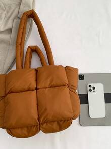 2023 New Autumn/Winter Large Volume Brown Casual Shoulder Bag, Tote Bag For Daily Use, Handbag - Brown - View 5