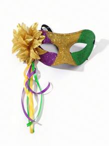 1 件裝狂歡節金色綠色和紫色男女通用化裝舞會派對表演面具 - 彩色 - 查看 1