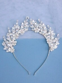 1pc Elegant Hand-Woven Hairband Headband With Romantic And Colorful Pattern For Women, Suitable For Bridal Party Or Wedding Decoration - Silver - View 1