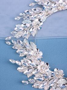 1pc Elegant Hand-Woven Hairband Headband With Romantic And Colorful Pattern For Women, Suitable For Bridal Party Or Wedding Decoration - Silver - View 2