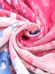 1條玫瑰紅時尚蝶結染薄絲巾和披肩,適用於日常、通勤和裝飾外套 - 玫紅色 - 查看 5