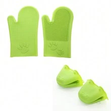 Heat-Resistant Silicone Gloves For Hot Object Handling, All Seasons, Waterproof, Anti-Slip And High Temperature Protection - Cadet Blue - View 1