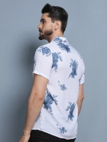 Men Shirts - สีน้ำเงินและสีขาว - ดู 2