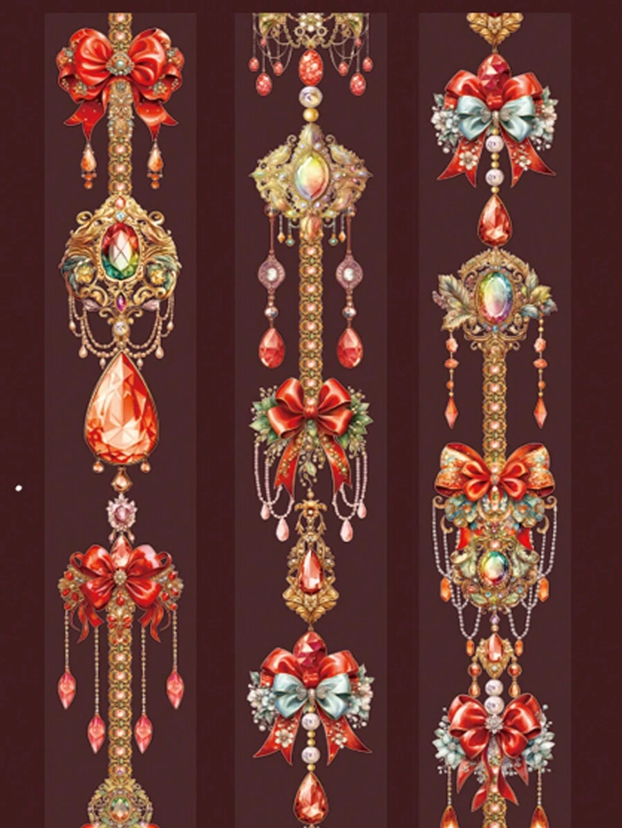 1 件装装饰胶带珠宝装饰贝壳轻质 PET 胶带非常适合子弹日记用品、艺术品、剪贴簿、DIY 工艺品、规划师 - 杏色 - 查看 1