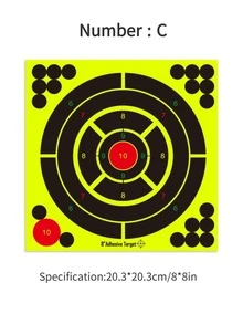 One Piece, Shooting Target Sticker, Fluorescent Shooting Target Sticker, Bow And Arrow Aiming Target Sticker, Fluorescent Version Is Very Clear, Fine Workmanship,  Target Paper - Multicolor - View 7