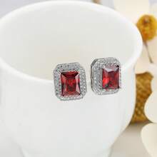 Yanxyad Shiny Big  Brick Stud Earrings For Women Man - round - View 5