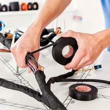 15m/Roll 9mm Wide High Temperature Resistant Flannel Cloth Tape - Adhesive Backed, Insulation, Heat & Wear Resistant, Noise Reducing, Suitable For Wire Harness, Home Improvement, Diy Projects - Black - View 3