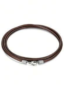 Leather Necklace Cord With Clasp, 16inch-24inch Braided Rope Necklace For Men Women  Stainless Steel Clasp, 2mm Black Leather Cord Necklace Brown Leather Necklace