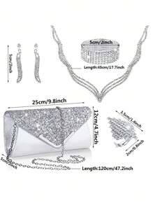 Damski Stylowy Cyrkonie Udekorowany Torba wieczorowa , Kopertówka Komplety Biżuterii Z Pełna cyrkonia Pazur Łańcuch , Frędzle Bransoletki , Kolczyki , Naszyjnik choker , I Pierścień Na imprezę