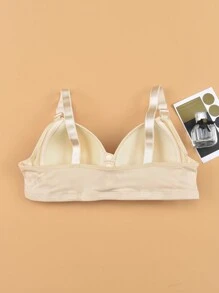Front Closure Wireless Push-Up Side Gathering Anti-Sagging Thin Bra For Women - Apricot - View 2