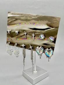 6pairs Fashionable Personalized Metallic Earrings Set - Multicolor - View 1