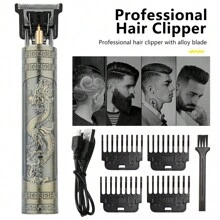 T9 Hair Clipper, Men's Trimmer, Abs Casing, Bronze Color, Dragon Pattern, 0mm Cutting Length - Bronze - View 2