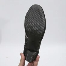 新款女式花邊網眼粗跟高跟鞋,上部空心設計,可選擇大尺碼 - 黑色 - 查看 6