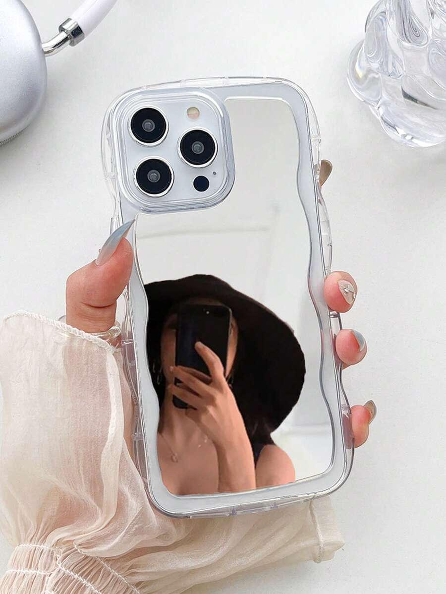Acrylic Wavy Mirror Phone Case Compatible With IPhone 17 Pro Max/17 Pro/17 Air/17/16 Pro Max/16/16 Pro/16 Plus/15/15 Pro/15 Pro Max/11/12/13/14 Pro Max/XS/XR/11 Pro/11 Pro Max/12 Pro/12 Pro Max/13 Pro/13 Pro Max/7 Plus/14 Pro/14 Pro Max/14 Plus/7 Plus/8 Plus/8/SE2, Thick Shockproof Hard Shell