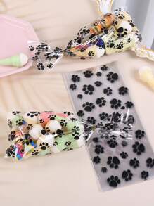 50pcs New Black Paw Printed Candy Packaging Bags Gift Bags Biscuit Wrapping, Opp Pattern Random,Christmas - Multicolor - View 5