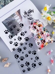 50pcs New Black Paw Printed Candy Packaging Bags Gift Bags Biscuit Wrapping, Opp Pattern Random,Christmas - Multicolor - View 3