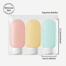 YUEMEI MOMENT 3入組半透明防漏旅行瓶連便攜包（60毫升/2盎司*3個）- 可補充和可擠壓,讓旅行無壓力！帶貼紙的空盒子,防漏擠壓管,可補充的洗髮水身體沖洗液旅行配件,客廳家居浴室家居裝飾,旅行物品,婚禮,派對,生日,男人媽媽爸爸朋友,新年,配件,有趣的禮物 - 彩色 - 查看 6