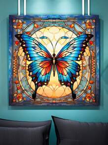 5d 鑽石畫 Diy 美麗蝴蝶鑽石畫套件成人十字鑽石繡美觀全鑽石藝術馬賽克水鑽家居裝飾朋友禮物 30*30 厘米無邊 - 彩色 - 查看 1