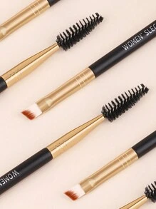 8pcs/Set Double Headed Eyebrow Brush & Eye Makeup Brush, Wooden Handle, Aluminum Tube, Professional Spiral Comb, Lash, Eyeshadow Brush, Eye Makeup Tools - Multicolor - View 5