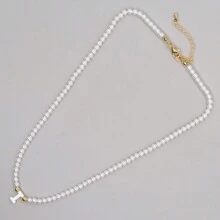 1PC Faux Pearls Stack Jewelry Handcrafted Elegant Fashion A-Z Shell Letters Boho 2024 New Beaded Necklaces For Women - Multicolor - View 23