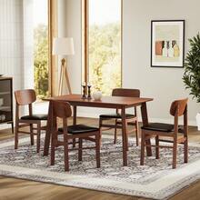 5 Pieces Dining Table Set 1 Dining Table And 4 Chairs Rustic Retro Solid RubberWood Table And Breakfast Upholstered Stools For Home Kitchen Dining Room - màu nâu - Xem 2
