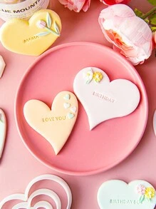 1pc Heart-Shaped Cookie & Chocolate Mold (Model E), Ideal For Valentine's Day, Daily Home Use And Kitchen Baking Tool - White - View 3