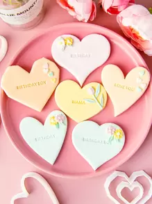 1pc Heart-Shaped Cookie & Chocolate Mold (Model E), Ideal For Valentine's Day, Daily Home Use And Kitchen Baking Tool - White - View 1