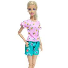 1套時尚多色系波點裙子襯衫,牛仔格子裙,每日休閒穿搭配件,適用於11.8英寸玩偶（不包括玩偶） - 珊瑚粉 - 查看 3