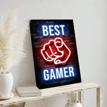1pc Ready-Made Neon Style Game With Frame, Modern Art Gaming Room Wall Decor, Best Gamer Ever, Modern Furniture Decoration, For Game Room Or Bar Wall Art Display, Easy To Hang - Multicolor - View 9