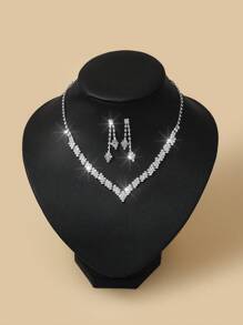 1套新娘婚紗配爪鏈和玻璃鑽石 - 白色 - 查看 1