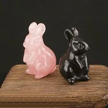 1英寸水晶兔裝飾品,手工雕刻水晶兔子可愛動物人物造型,適用於復活節裝飾 - 復活節水晶兔子裝飾擺件 - 查看 1