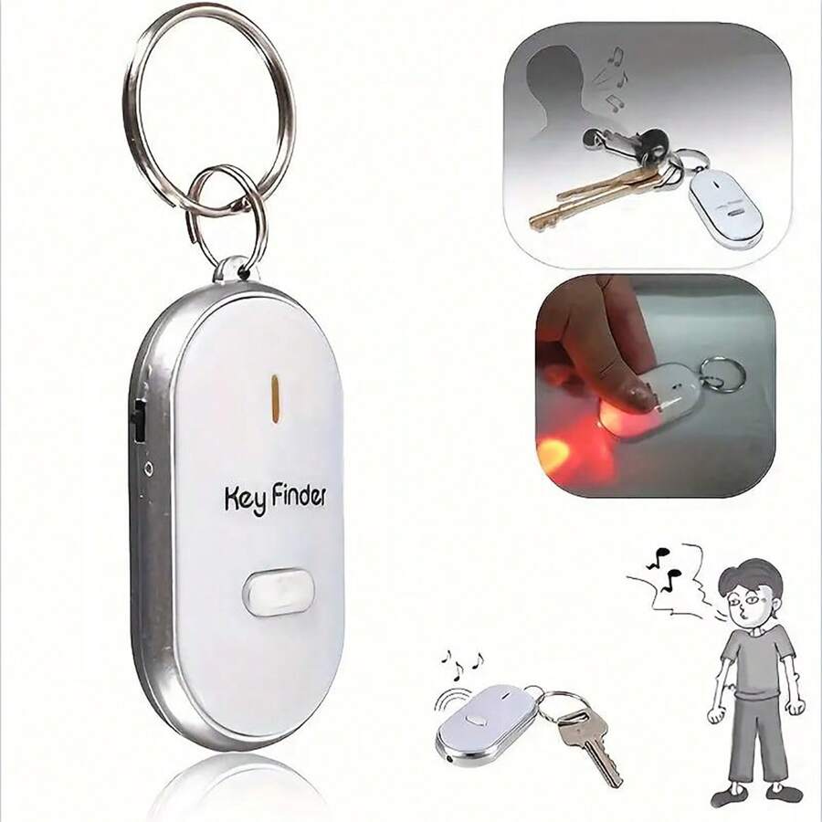 Buscador De Llaves, Dispositivo Anti-pérdida Con Control De Voz, Buscador De Llaves Con Silbido, Localizador De Llaves De Mascota, Llave, Maleta (negro, Blanco, Verde) - Blanco - Ver 1