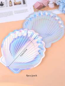 8pcs Disposable Paper Party Plates, Seashell Design, Party Supplies - Silver - View 2