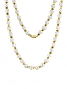 1 cái Nam Dây chuyền Thành thật 925 sterling bạc Với 6-7mm Có giáo dục Nước mát Trân châu Dây chuyền Cho nam giới Thanh lịch Trân châu Hạt Dây chuyền Nam Đồ trang sức Qủa tặng Hằng ngày Mặc Tiệc sinh nhật Ngày đêm Đồ trang sức - Vàng - Xem 1