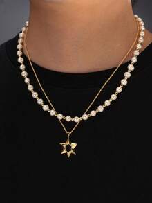 1 cái Nam Dây chuyền Thành thật 925 sterling bạc Với 6-7mm Có giáo dục Nước mát Trân châu Dây chuyền Cho nam giới Thanh lịch Trân châu Hạt Dây chuyền Nam Đồ trang sức Qủa tặng Hằng ngày Mặc Tiệc sinh nhật Ngày đêm Đồ trang sức - Vàng - Xem 5