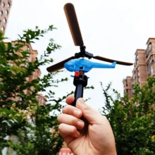 1入/組塑料手柄拉升動力螺旋槳飛機玩具,隨機顏色飛盤玩具適用於青少年,戶外娛樂 - 彩色 - 查看 2