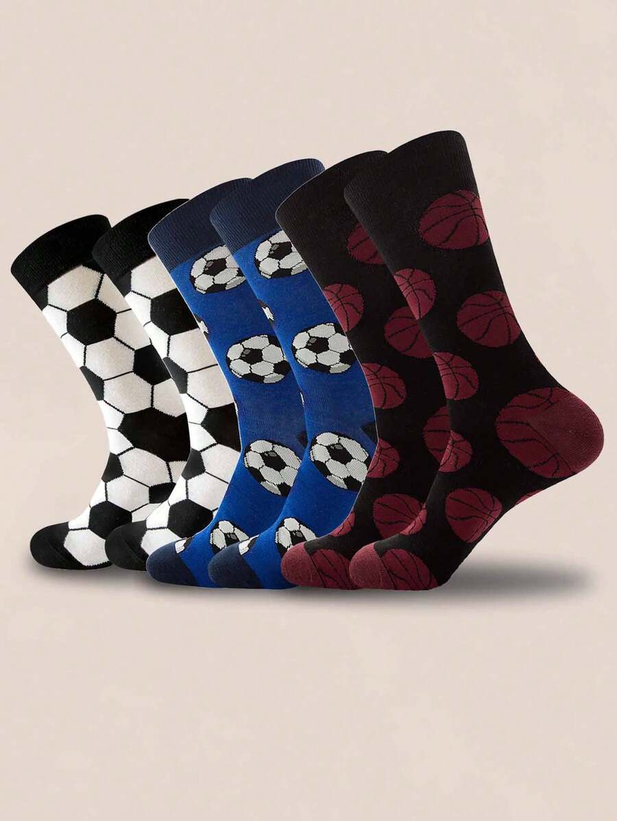 3pairs Men'S Soccer Anti-Odor Breathable Moisture Wicking Mid-Calf Socks Suitable For Daily Wear - Multicolor - View 1
