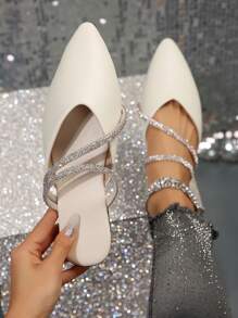 Frühling Herbst Damenmode Vielseitige Flache Schuhe Mit Spitzem Zeh, Halbbedeckung, Elegant, Zum Hineinschlüpfen Und Komfortabel - Beige - Übersicht 1