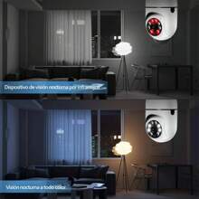 Bombilla Inteligente E27 con Cámara WiFi 2.4G, Visión Nocturna, Audio Bidireccional, Lente Gran Angular, Video en Tiempo Real, Monitoreo Remoto y Compatibilidad con Asistente de Voz, no Incluye Tarjeta SD, Almacenamiento en la Nube con Carga Adicional - Blanco - Ver 8