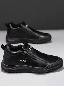 Men's Casual Sports Shoes Outdoor Leather Shoes Fashion Zipper Low-Top Ankle Boots Waterproof Youth Versatile Loafers Waterproof Non-Slip Casual Sneakers