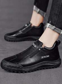 Men's Casual Sports Shoes Outdoor Leather Shoes Fashion Zipper Low-Top Ankle Boots Waterproof Youth Versatile Loafers Waterproof Non-Slip Casual Sneakers