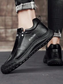 Men's Casual Sports Shoes Outdoor Leather Shoes Fashion Zipper Low-Top Ankle Boots Waterproof Youth Versatile Loafers Waterproof Non-Slip Casual Sneakers